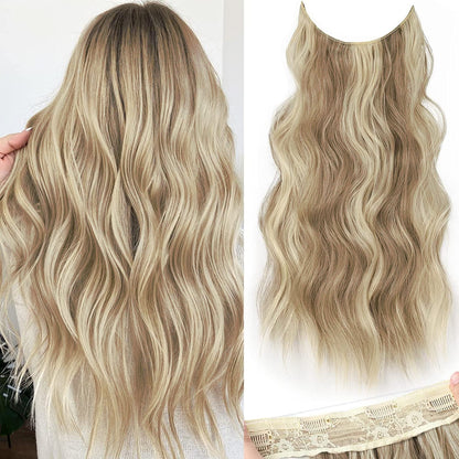 Halo Hair Extensions Invisible Wire Clip on Synthetic Wavy Hair Clip Ins 24 Inch – Lightweight, Easy Install, Natural Look