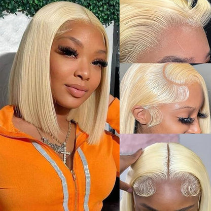 Blonde 613 Straight Bob Wig – 13x4 & 13x6 HD Lace Front Bleached Knots 100% Human Hair