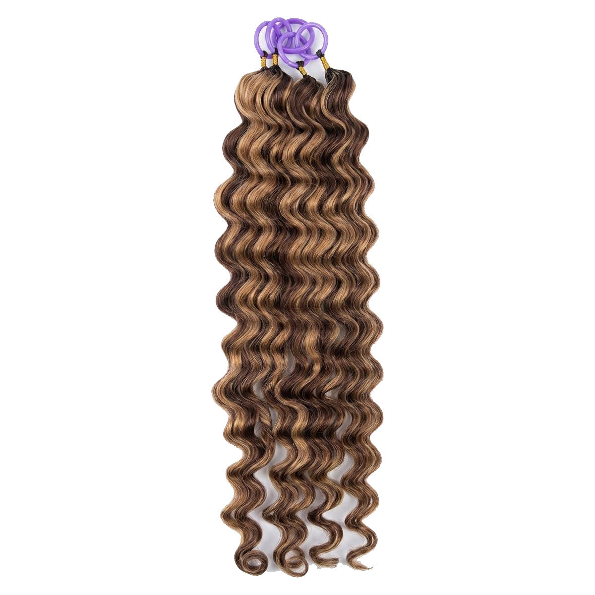 #4P27 Loose Deep Wave Crochet 100% Human Hair - Dark Brown highlight Honey blonde  Miracle Knots (50 Strands/Pack)