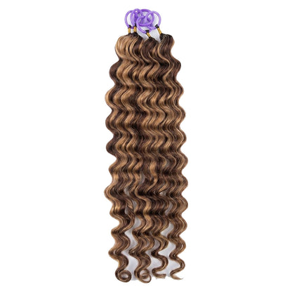 #4P27 Loose Deep Wave Crochet 100% Human Hair - Dark Brown highlight Honey blonde  Miracle Knots (50 Strands/Pack)