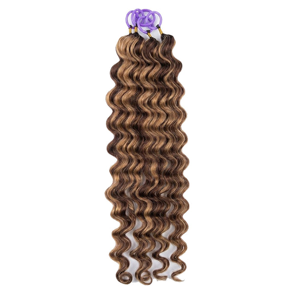 #4P27 Loose Deep Wave Crochet 100% Human Hair - Dark Brown highlight Honey blonde  Miracle Knots (50 Strands/Pack)