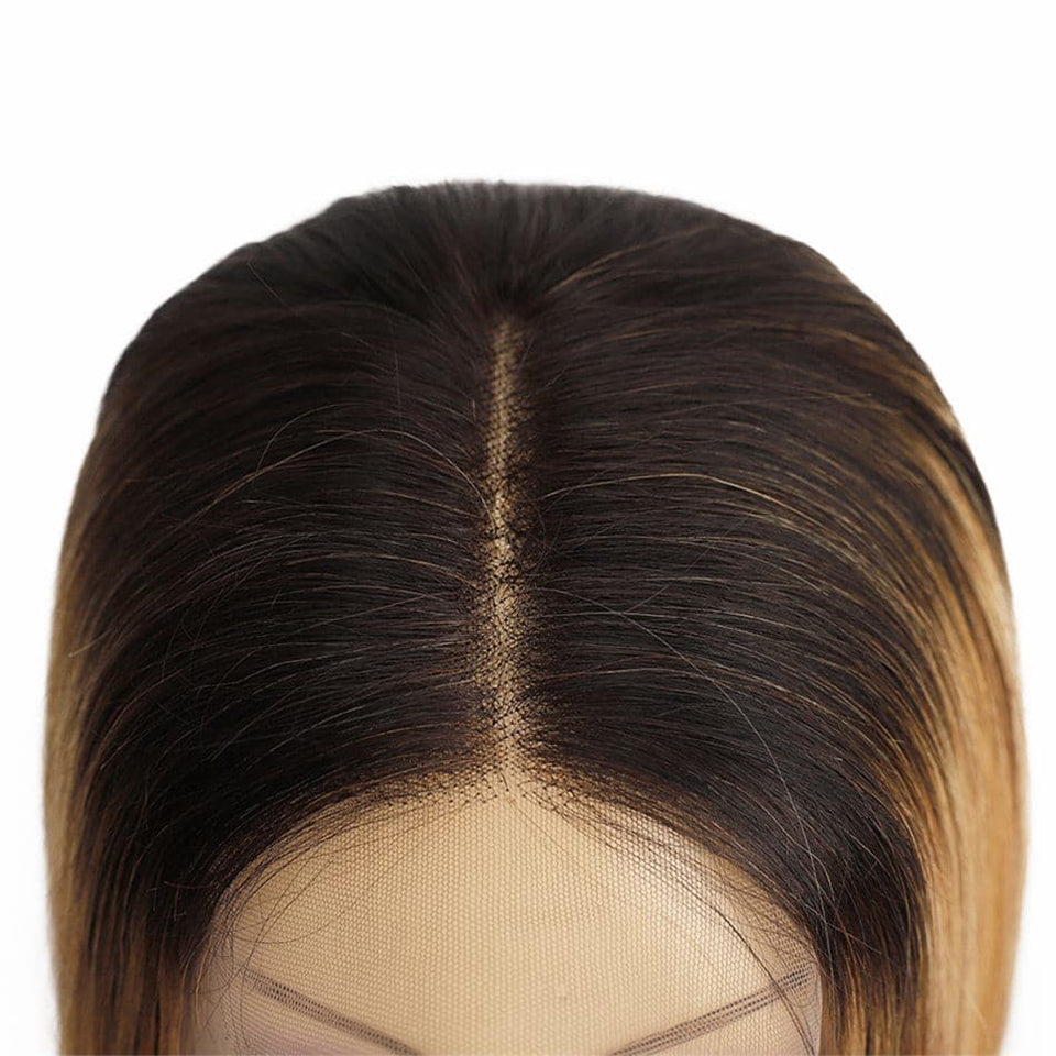 1B/27 Body Wave 4x4 Lace Closure Wig Ombre Color 100% Humanwig virgin remy hair