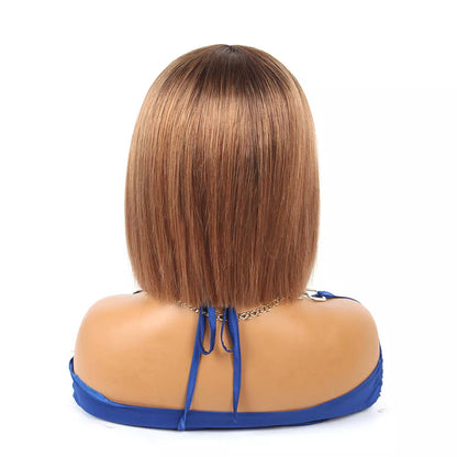 4/30 Brown to Auburn Ombre Straight Short Bob Wig – 10 Inch Human Hair