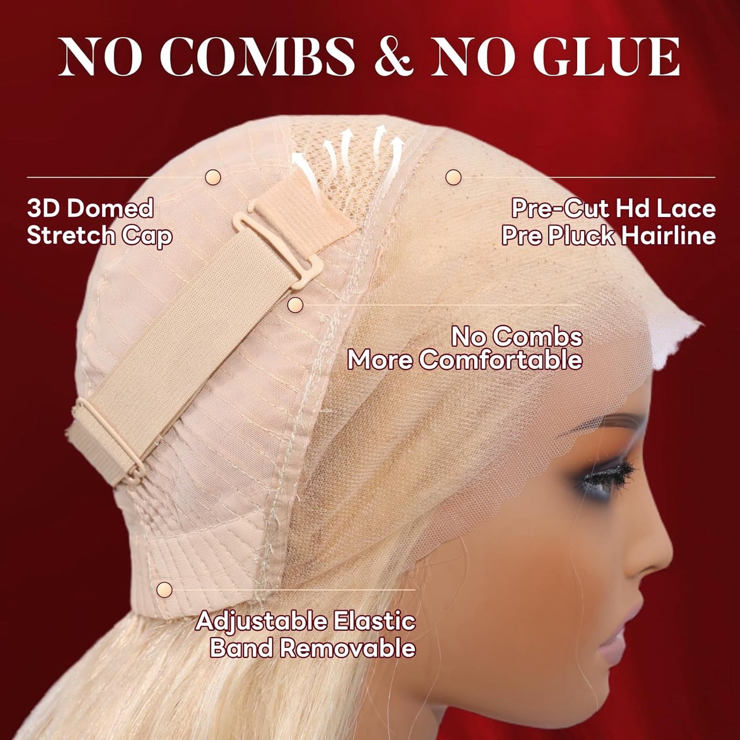 Glueless Lace 13x4 Frontal Wig Color Blonde(613) Straight Density 200 Wear and Go Human Hair Wig