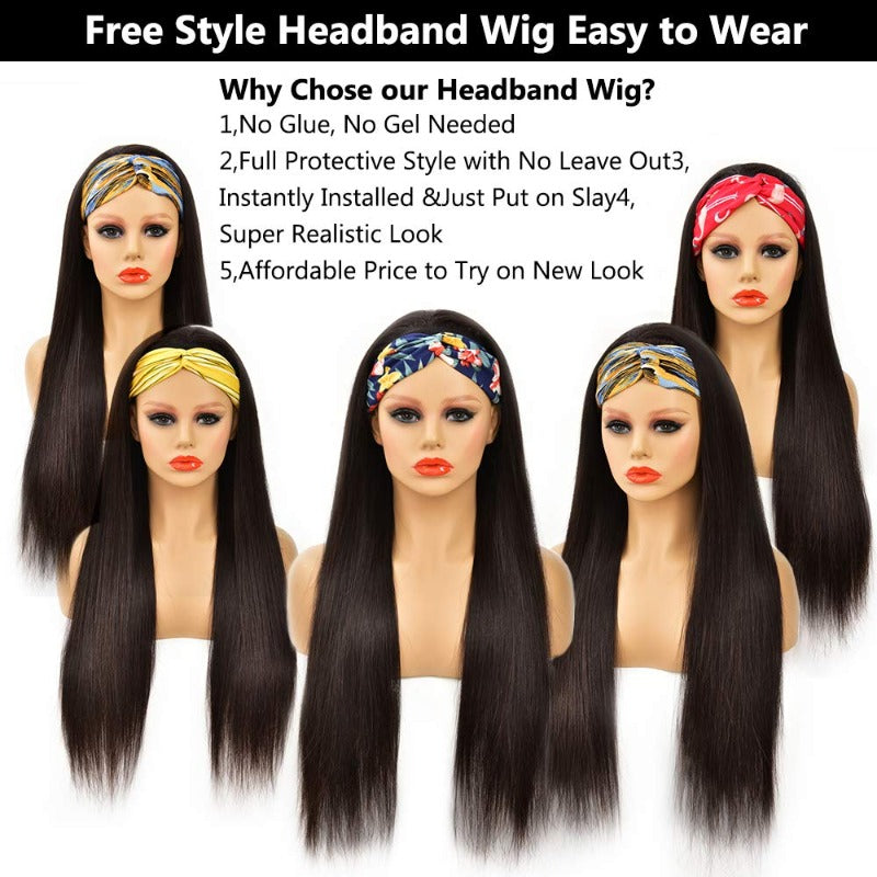  Human Hair Wig Straight Virgin Hair Natural Black