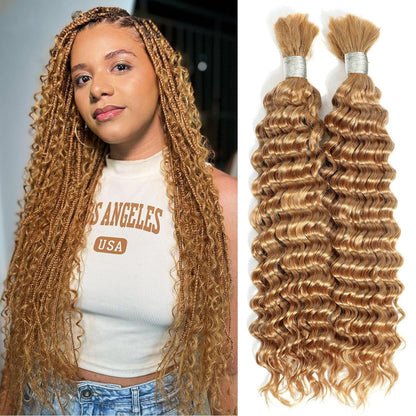 Better Hair, Less Money Color #27 Human Braiding Hair deep Wave Bulk 100% HumanMink Hair 100g/bundle 18-22 inch
