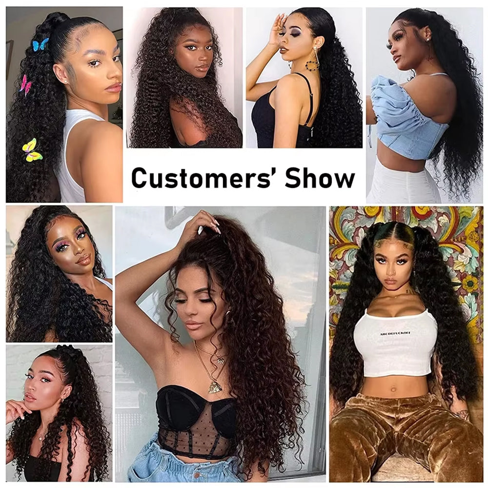 Mink Hair Clip in Draw String Ponytail Body Wave Deep Wave – 100% Human Hair, Adjustable Drawstring, Instant Glam