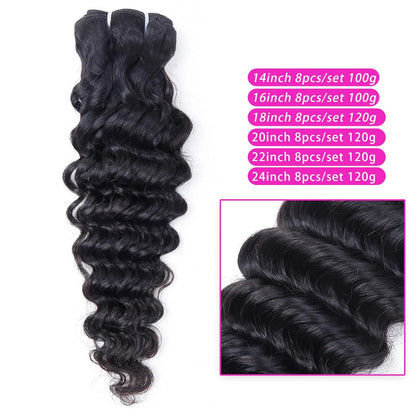 Clip In Premium Hair Extensions Deep Wave High Quality 100% Human Hair – Natural Black, Heat Styleable, Easy Clip-In