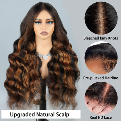 1B/30 Highlight Body Wave 9x6 Wig 100% Human HairPre Plucked Pre Cut Wear and Go Glueless Wig  Bleached Tiny Knots  200% Density