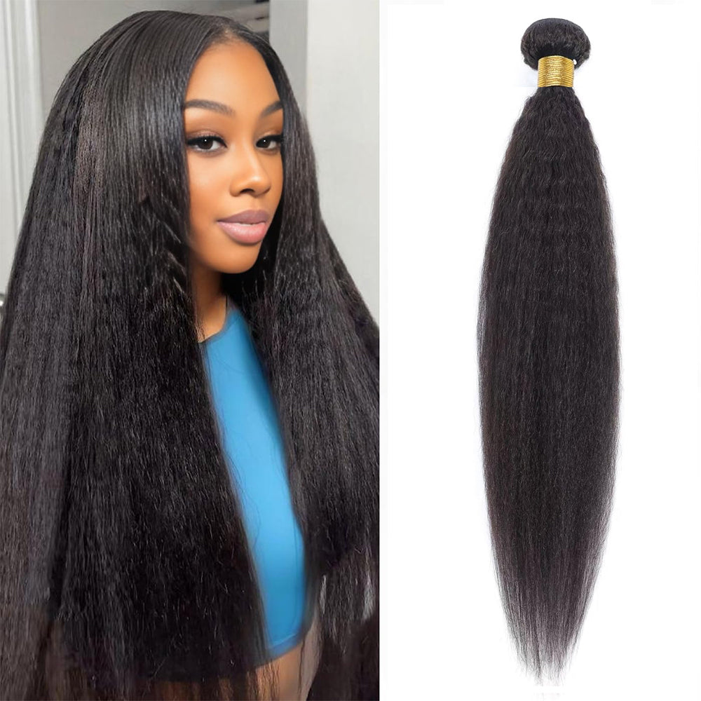 Kinky Straight 100%  Human Hair Bundles – Natural Black 10A Brazilian Virgin Hair 8"-30"
