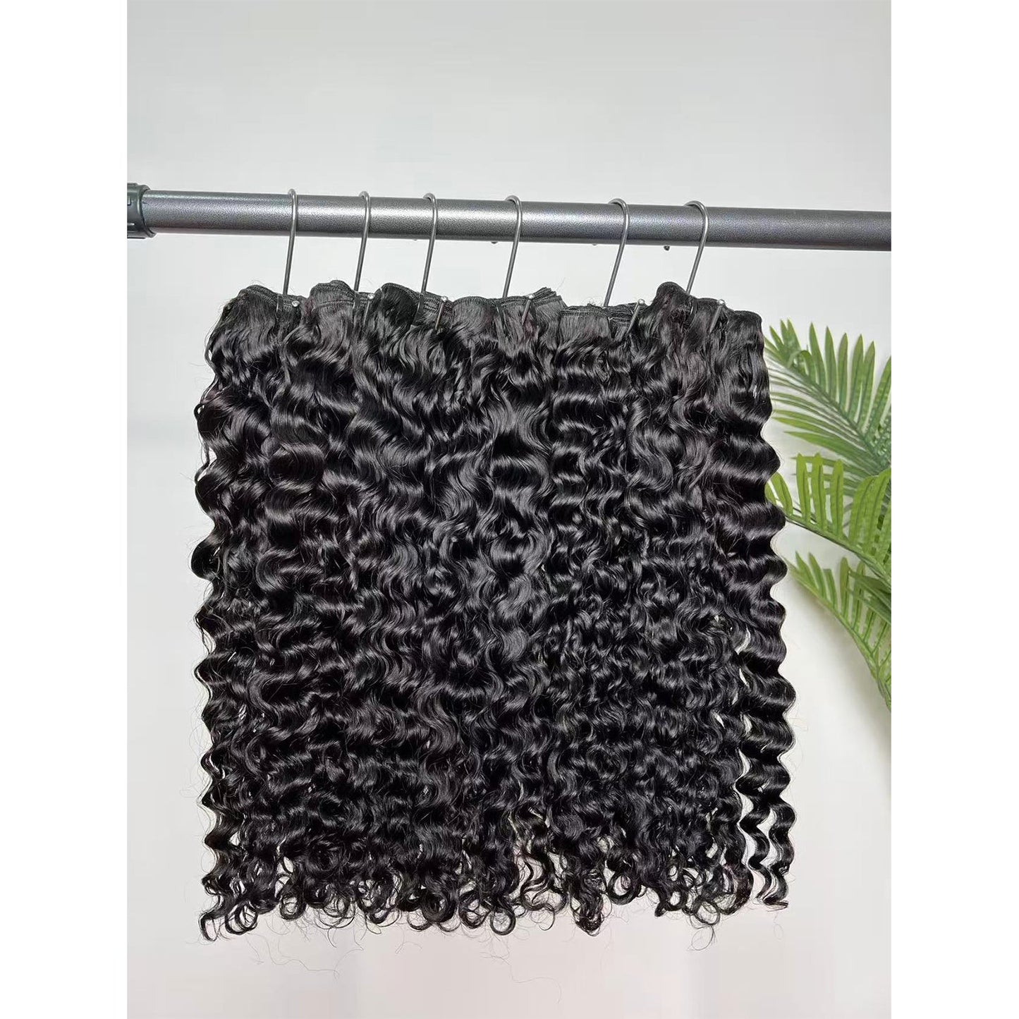Burmese Curly Human Hair Bundles #1B Natural Black – 100% Unprocessed Virgin Hair，5x5 Transparent Lace Closure (optional)