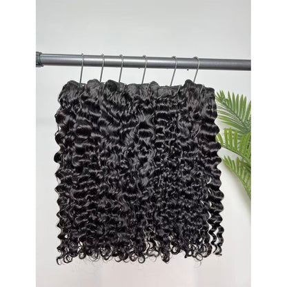 Burmese Curly Human Hair Bundles #1B Natural Black – 100% Unprocessed Virgin Hair，5x5 Transparent Lace Closure (optional)