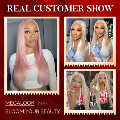 Glueless Lace 13x4 Frontal Wig Color Blonde(613) Straight Density 200 Wear and Go Human Hair Wig