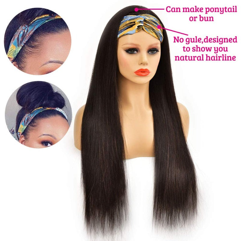  Human Hair Wig Straight Virgin Hair Natural Black