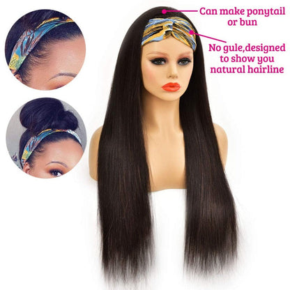  Human Hair Wig Straight Virgin Hair Natural Black