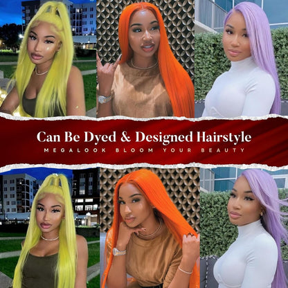Glueless Lace 13x4 Frontal Wig Color Blonde(613) Straight Density 200 Wear and Go Human Hair Wig