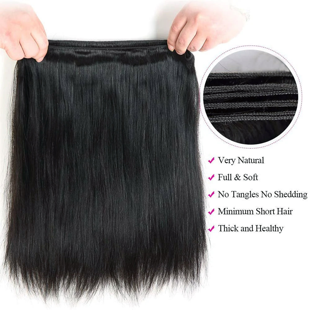 100% Affordable Human Hair Bundles - #1 Jet Black Straight Remy Hair Extensions (10"-30")