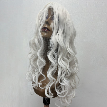 Halloween Wig  Black & White，Synthetic Cosplay Costume Halloween Wigs, Wear and Go wig