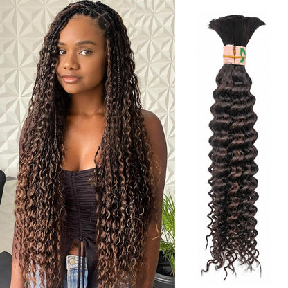 Color #2, #27,#33,Natural Black Human Braiding Hair deep Wave Bulk 100% Human Mink Hair 100g/pack 18-22 inch