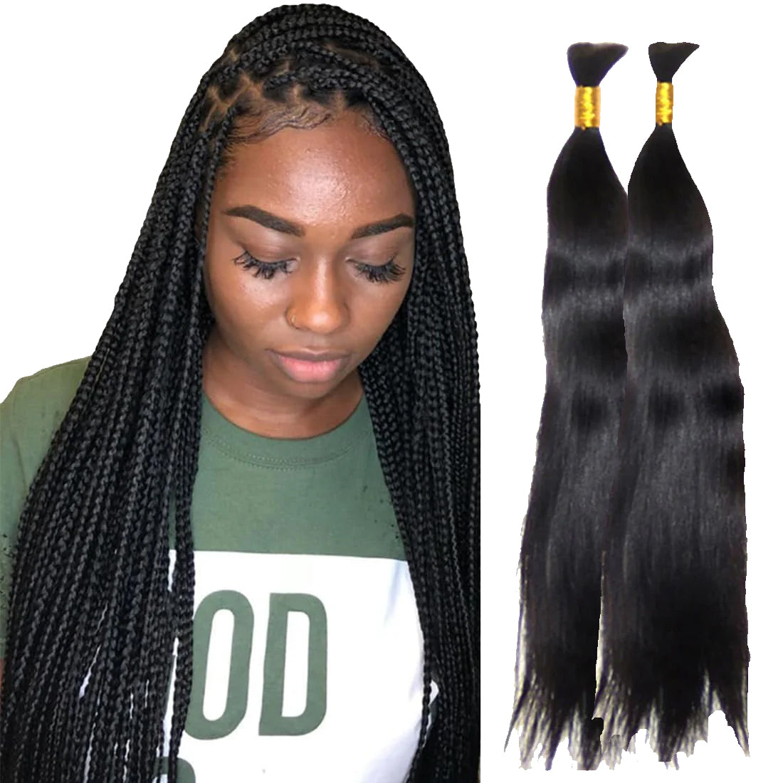Boho Braiding 100 Human Hair natural black - Straight, Body Wave, Deep Wave, loose deep, Natural Wave, Jerry Curl, Water Wave 100g/pack