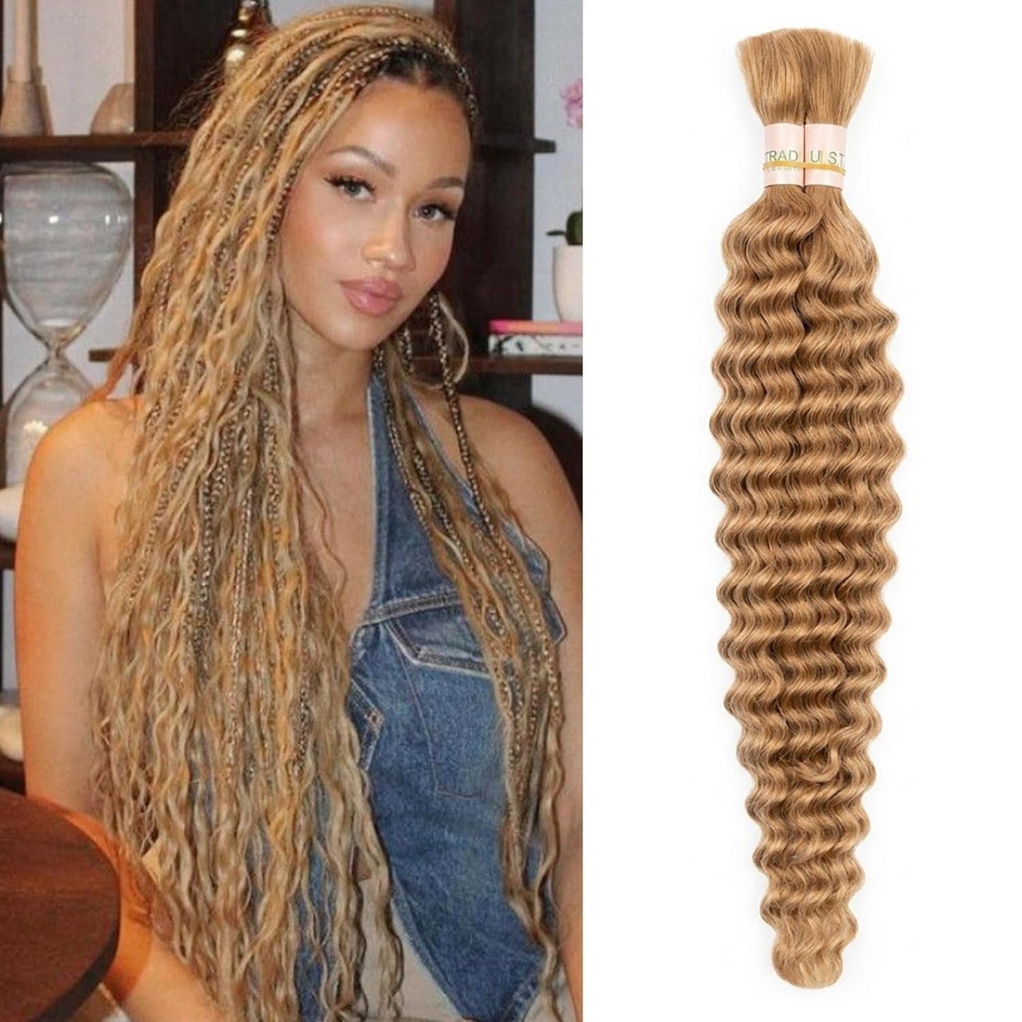 Color #2, #27,#33,Natural Black Human Braiding Hair deep Wave Bulk 100% Human Mink Hair 100g/pack 18-22 inch