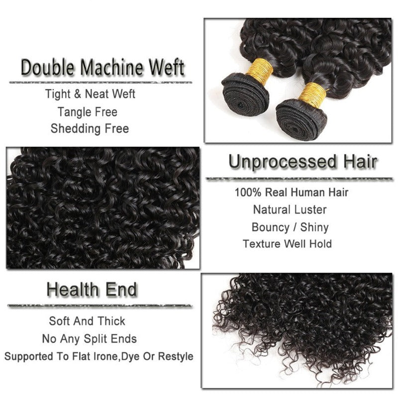 100% UNPROCESSED Virgin Hair Bundles Natural Color Jerry Curly
