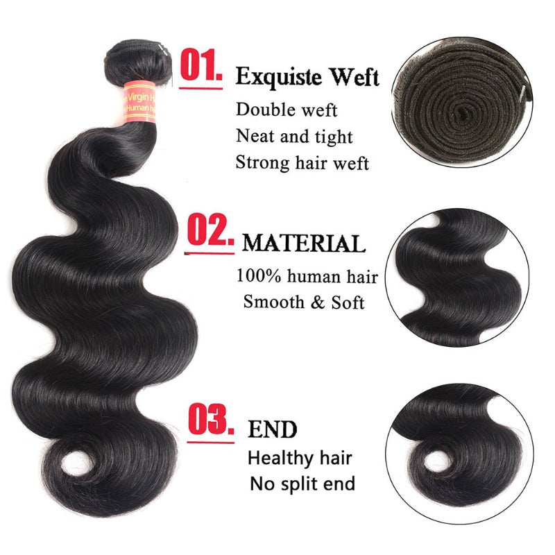 100% UNPROCESSED Bundles Natural Color Body Wave 