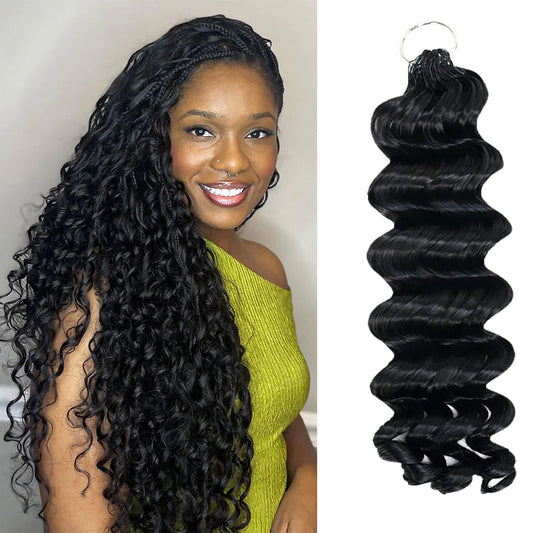 Loose Deep Wave Crochet  100% Human Hair -  Boho Braiding Hair For Miracle Knots (50g/Pack)