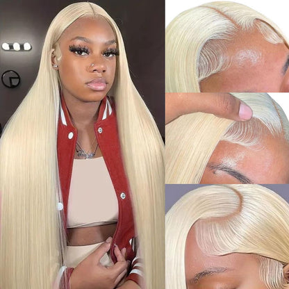 Transparent Lace 13x4 Frontal Wig Color Blonde(613) Straight 100% Human Hair