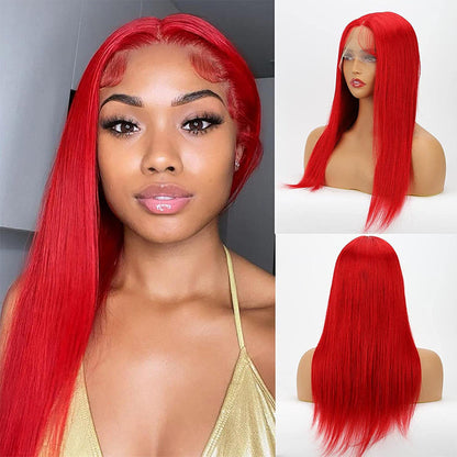 Red Straight 13x4  wig