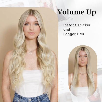Halo Hair Extensions Invisible Wire Clip on Synthetic Wavy Hair Clip Ins 24 Inch – Lightweight, Easy Install, Natural Look