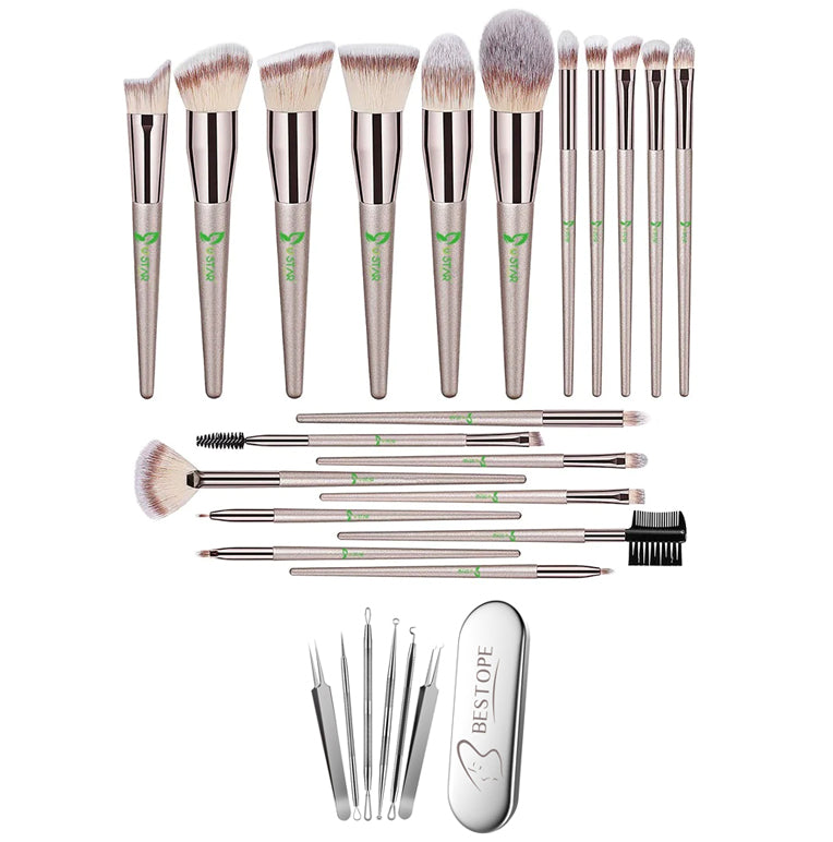 Ustar BESTOPE 26 PCs Makeup Set, 20pcs Brushes & 6pcs Blackhead Remover Pimple Extractor Tool