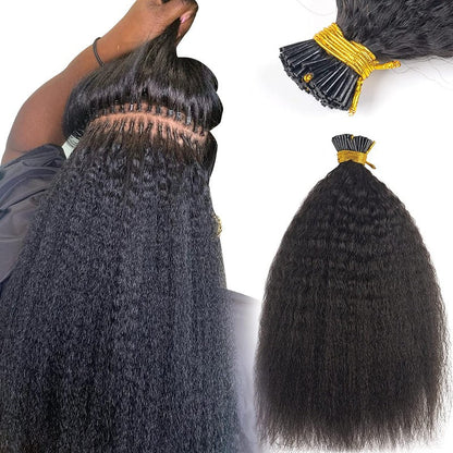 I-tip Premium Hair Extensions Natural Black Straight, Deep Wave, Kinky Straight – 100% Human Hair, Pre-Bonded