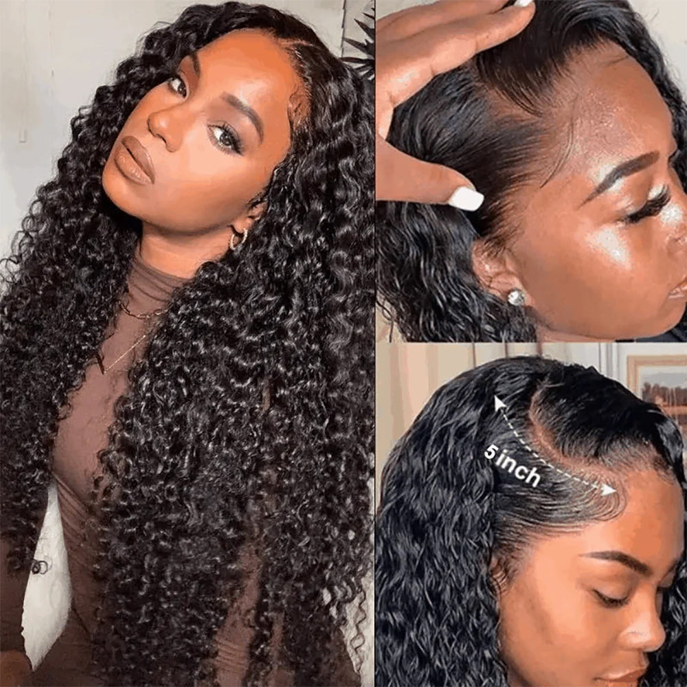 5x5 Glueless Lace Closure Wig Jerry Curl Human Hair, Skin-melt Lace, Invisible Lace
