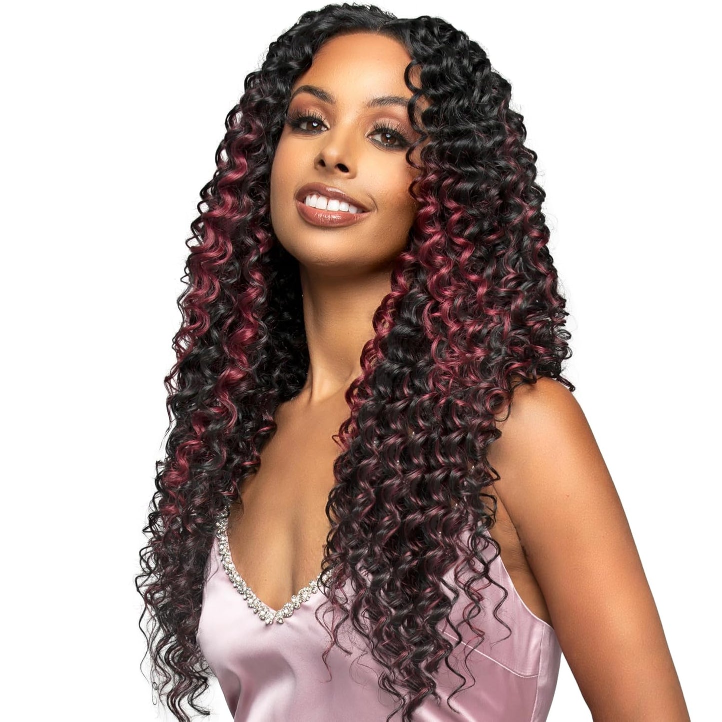 Quick Weave Combo Set 3 Bundle of Deep Wave 20 22 24 inches With Black and Brown Wig Caps and Super Bond Glue