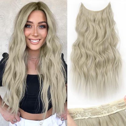 Halo Hair Extensions Invisible Wire Clip on Synthetic Wave Clip Ins Hair 20 Inch – Lightweight, Easy Install, Natural Look