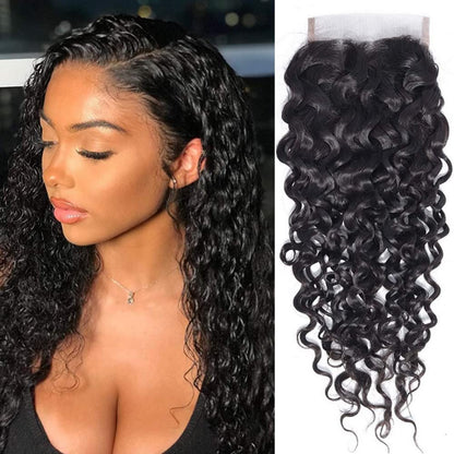 4x4 Lace Transparent Lace Closure Natural Wave Virgin Natural Human Hair | Bleached Knots, Free Part