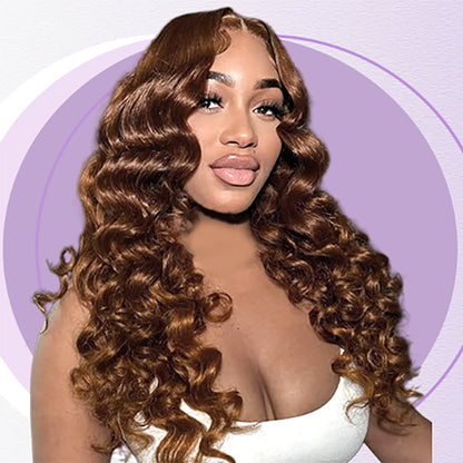 Chocolate Brown Loose Wave Wig – 13x4 Transparent Lace Front #4 100% Virgin Human Hair