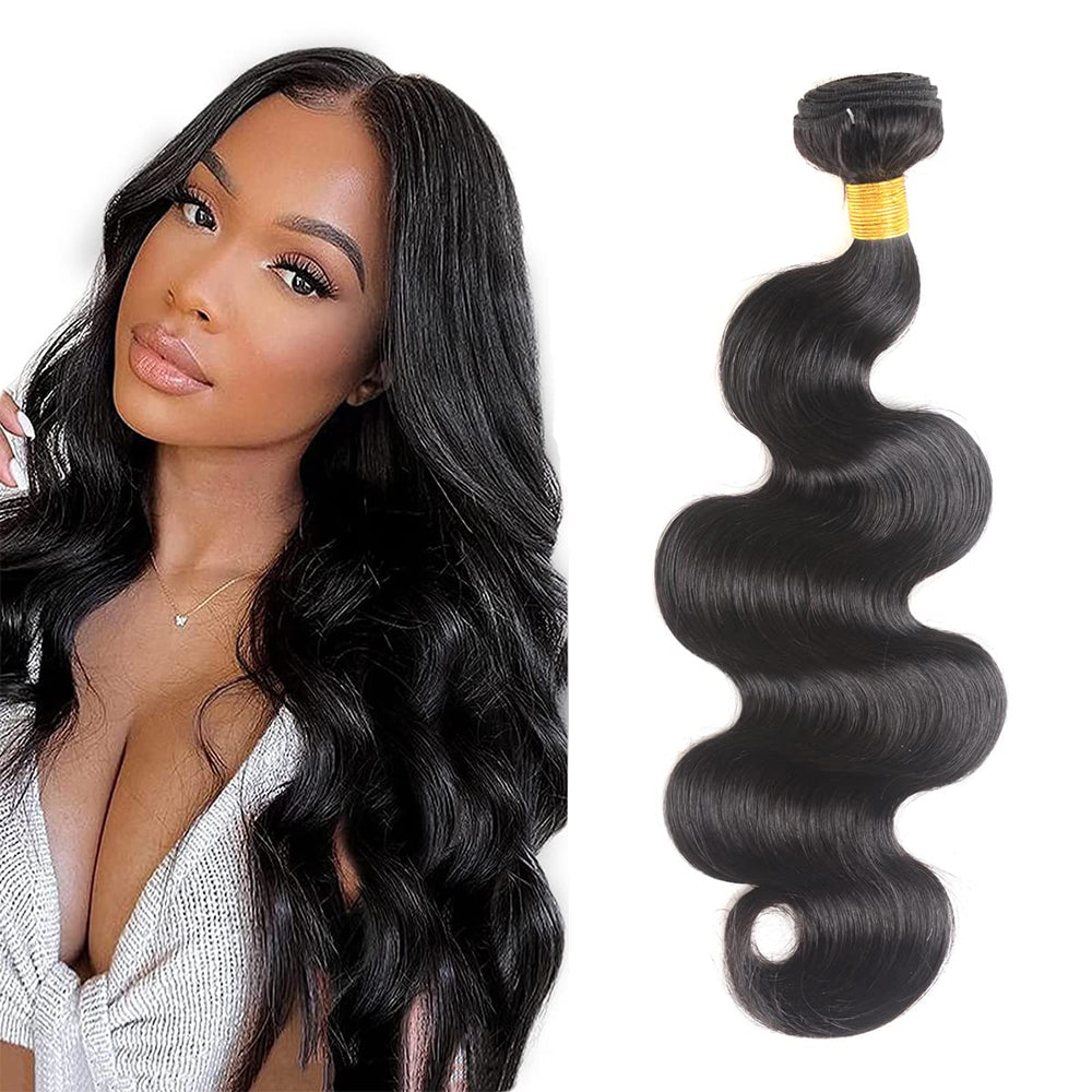 100% Affordable Human Hair Bundles - #1 Jet Black Body Wave Remy Hair Extensions (10"-30")