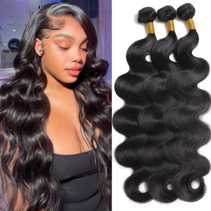 3 Bundle Affordable 100% Human Hair Body Wave Unprocessed | Jet Black Color | Value Set Deal
