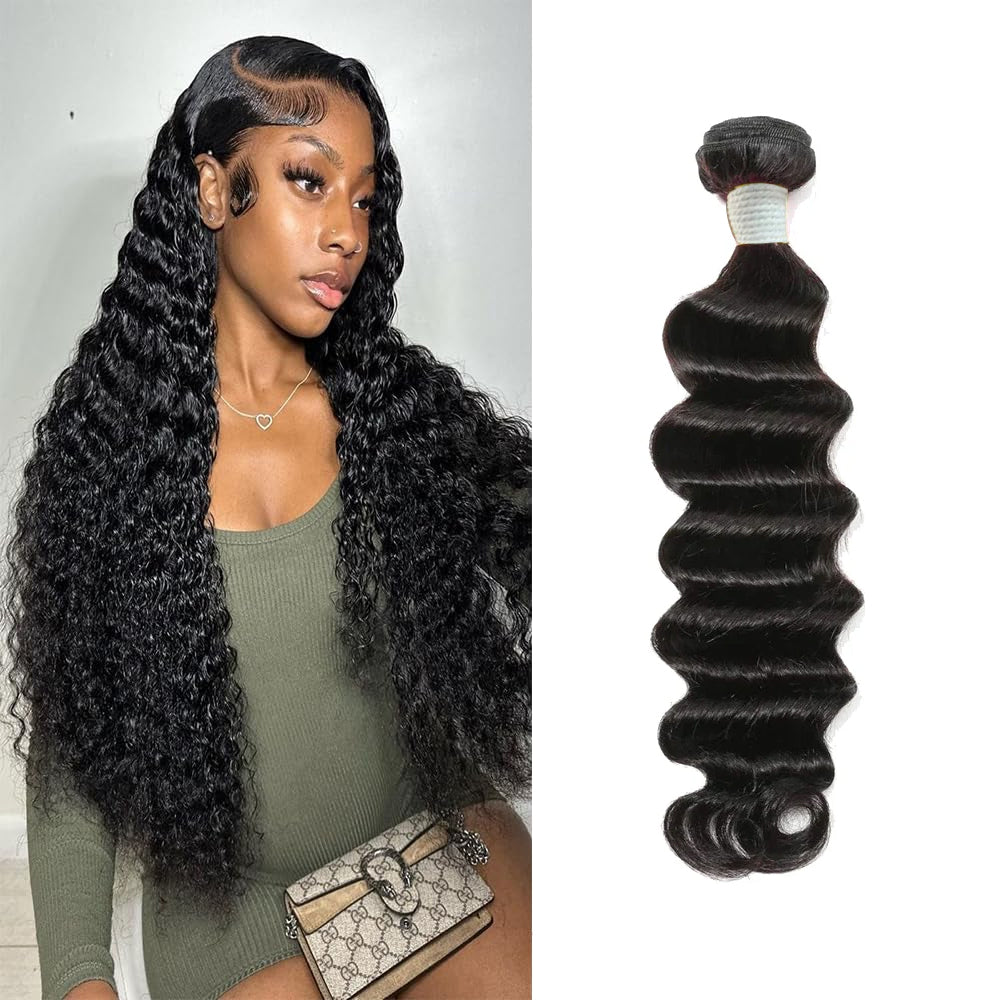 100% Affordable Human Hair Deep Wave Bundles | Natural Black 1B | 10"-28" | Volume & Defined Curls
