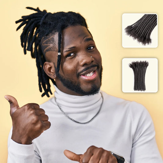 0.6cm Human Hair Dreadlocks Permanent Locs Extensions Afro Dreads For Men and Women (4-18 Inch)