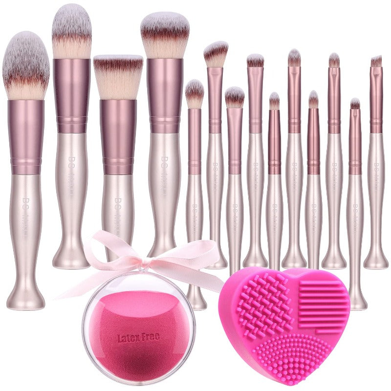 BS-MALL 14 Pcs Makeup BrushesStand Up Set With Makeup Sponge And Cleaner