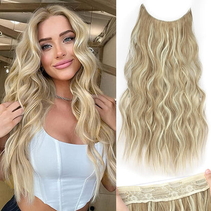 Halo Hair Extensions Invisible Wire Clip on Synthetic Wave Clip Ins Hair 20 Inch – Lightweight, Easy Install, Natural Look