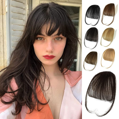 Wispy Clip in Bangs 100% Unprocessed Human Hair Extensions Curved Bangs Clip on Hair for Women Fringe with Temples Hairpieces for Daily Wear 9 Colors – Natural Look