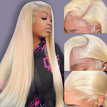 13x6 HD Lace Frontal Wig Color Blonde(613) Straight 180% High Quality Human Hair Wig HD Lace