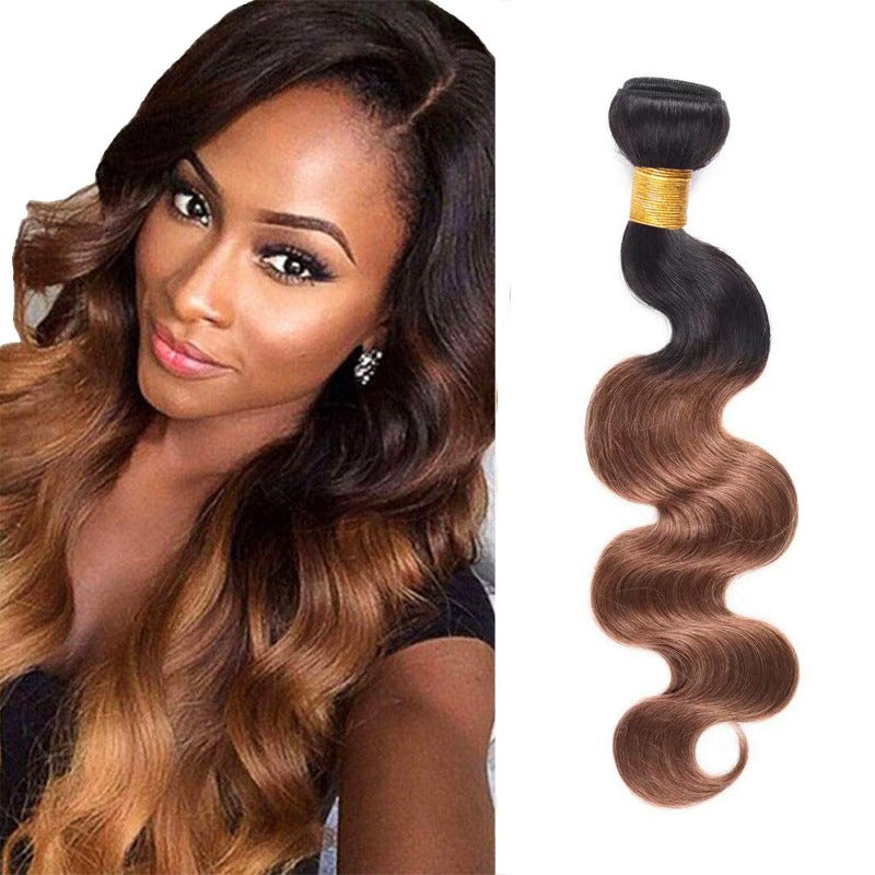 Ombre 1B/30 Body Wave 100% Human Hair Bundles | Black to Auburn Two-Tone Gradient