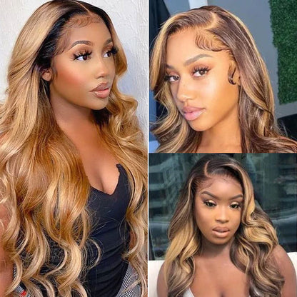 1B/30 Highlight Bounce Body Wave Wig – 13x6 HD Lace Frontal 100% Remy Human Hair