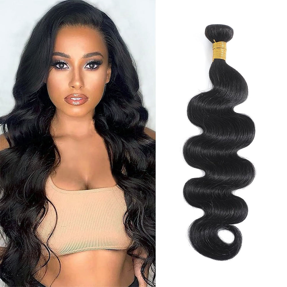 12A Premium Indian Hair Body Wave Bundles – Jet Black #1 Unprocessed Human Hair Extensions | Machine Double Weft 10"-30"
