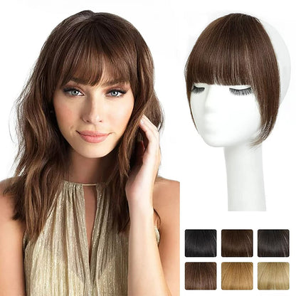 Wispy Clip in Bangs 100% Unprocessed Human Hair Extensions Curved Bangs Clip on Hair for Women Fringe with Temples Hairpieces for Daily Wear 9 Colors – Natural Look